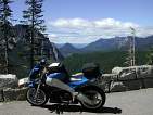 [thumbnail of XB9R with touring gear, stopped to admire the Mt. Rainier countryside.]